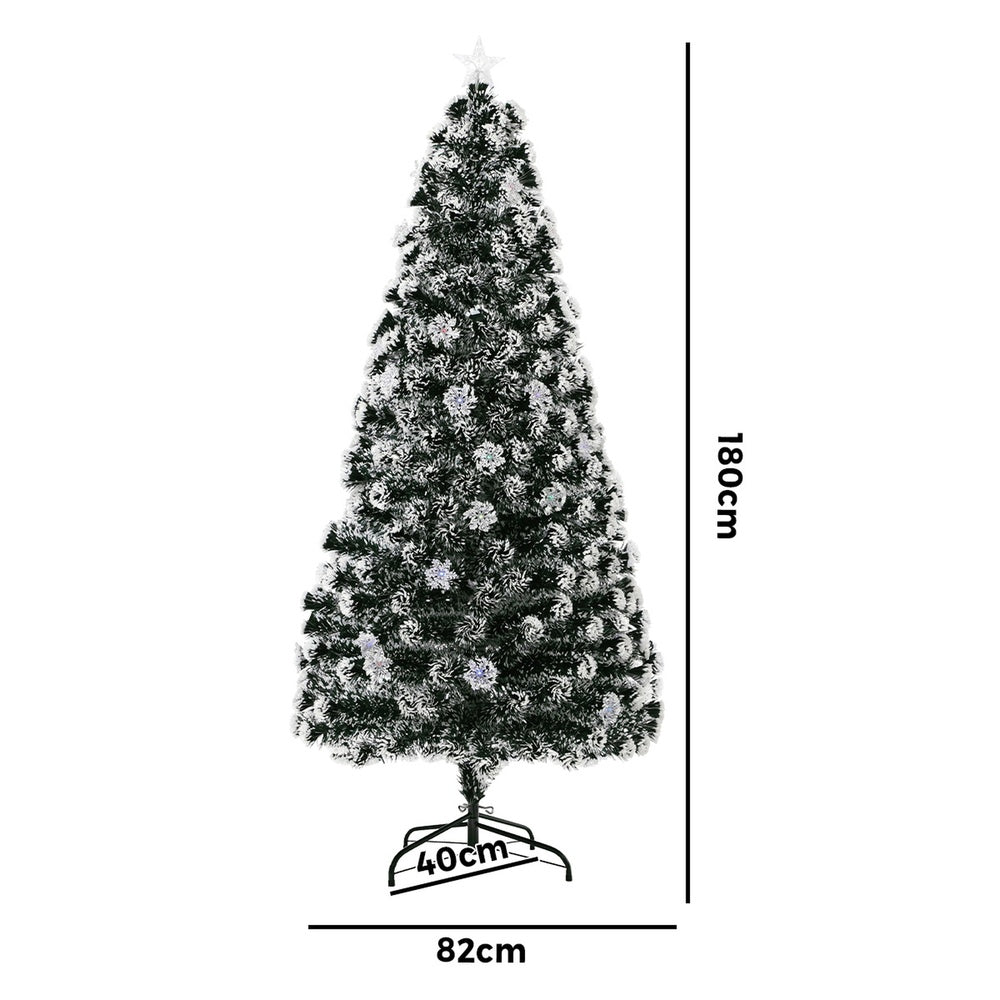 LED Christmas Tree 2.1M 7FT & 8FT Snow-Frosted Green with Tree Skirt Xmas Decor