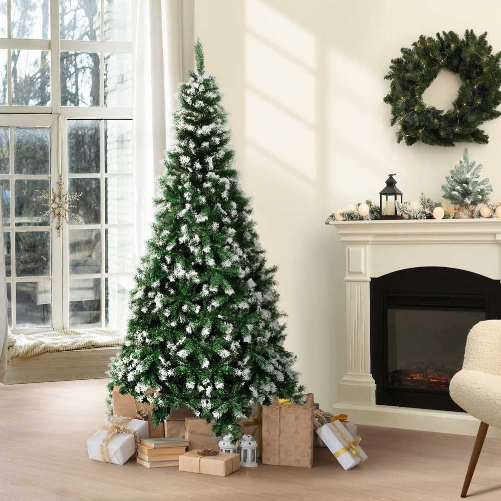 Christmas Tree Snow Flocked Xmas Decorations Home Decor Green