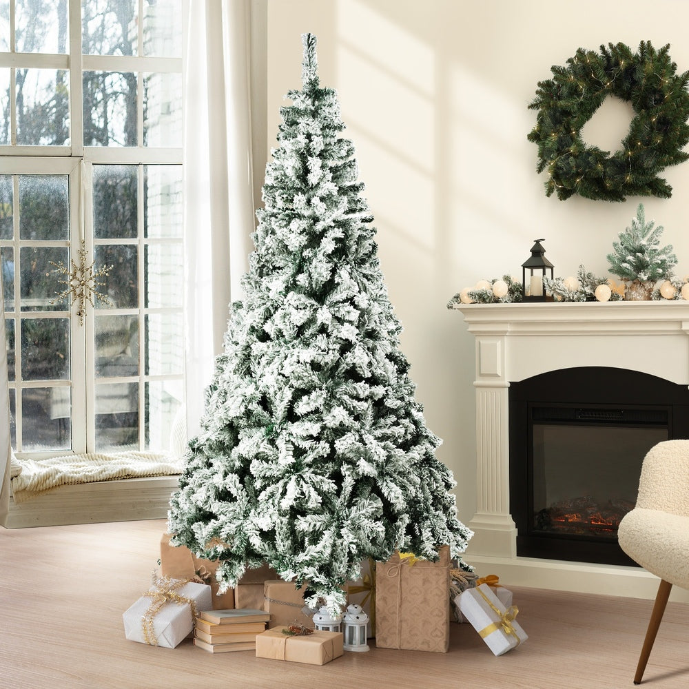 Christmas Tree Snow Flocked Xmas Decorations Home Decor Green