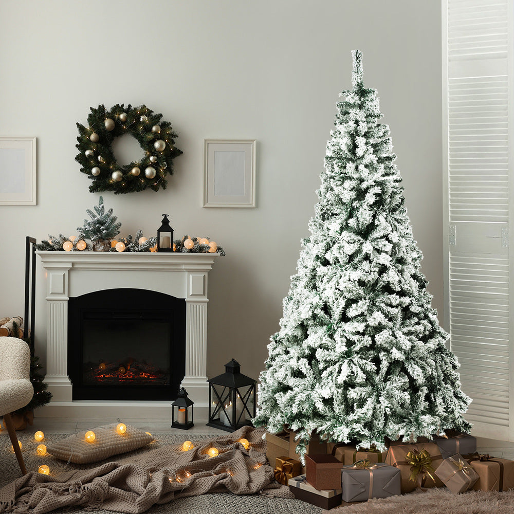 Christmas Tree Snow Flocked Xmas Decorations Home Decor Green