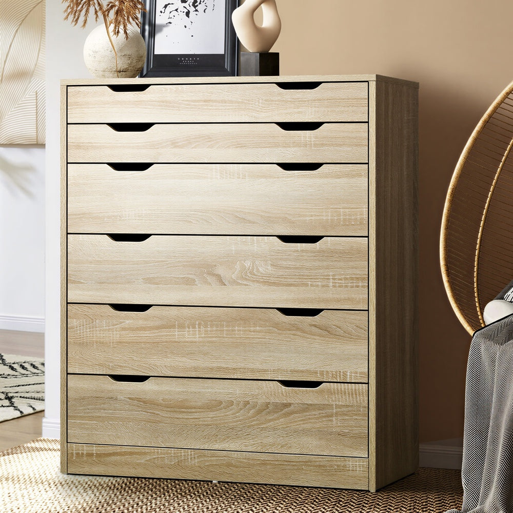Stylish and Functional: Wooden 6-Drawer Chest of Drawers for Clothes Storage