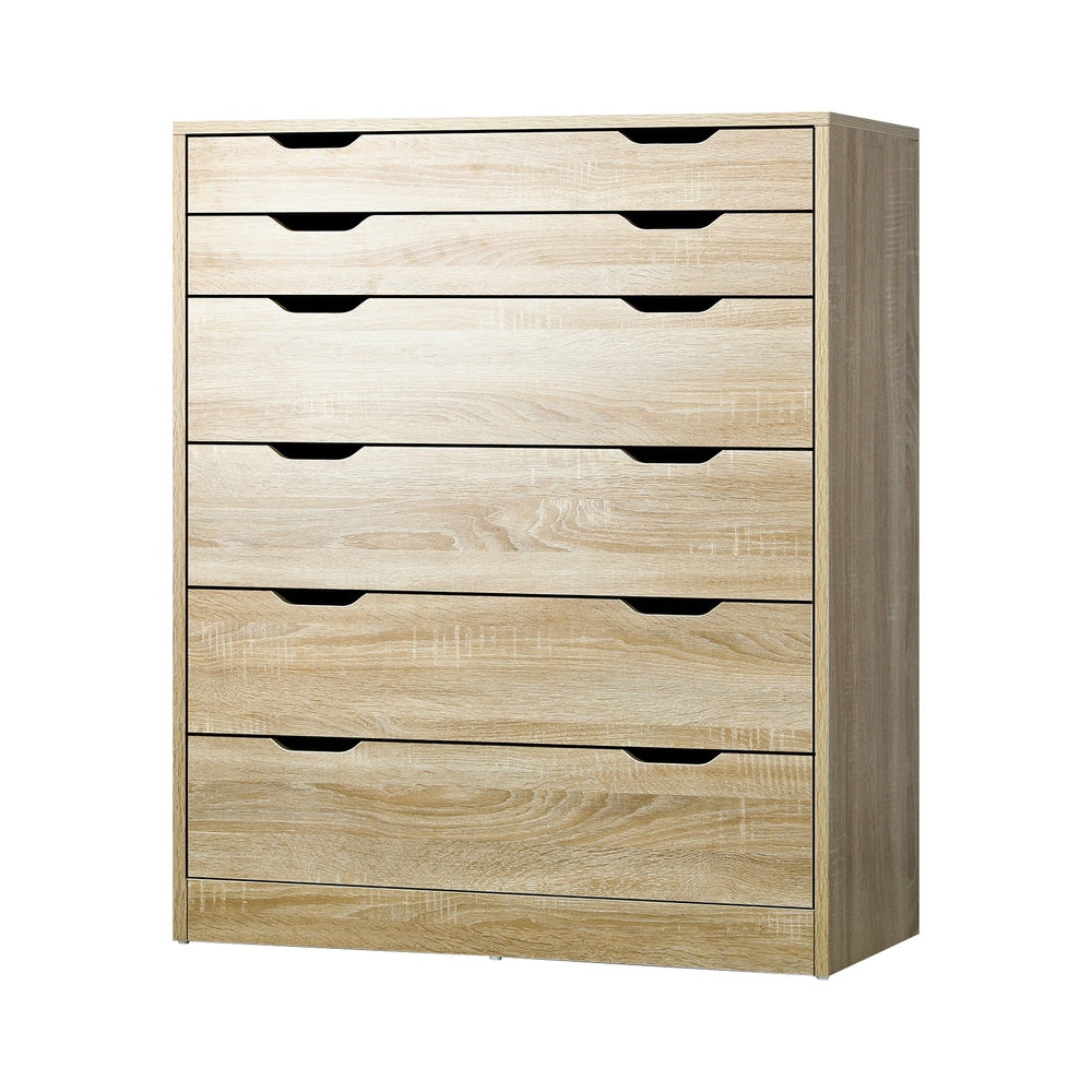 Stylish and Functional: Wooden 6-Drawer Chest of Drawers for Clothes Storage