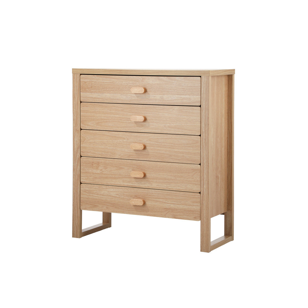5 Drawer Tallboy Dresser Natural Wood Bedroom | Simpledeals