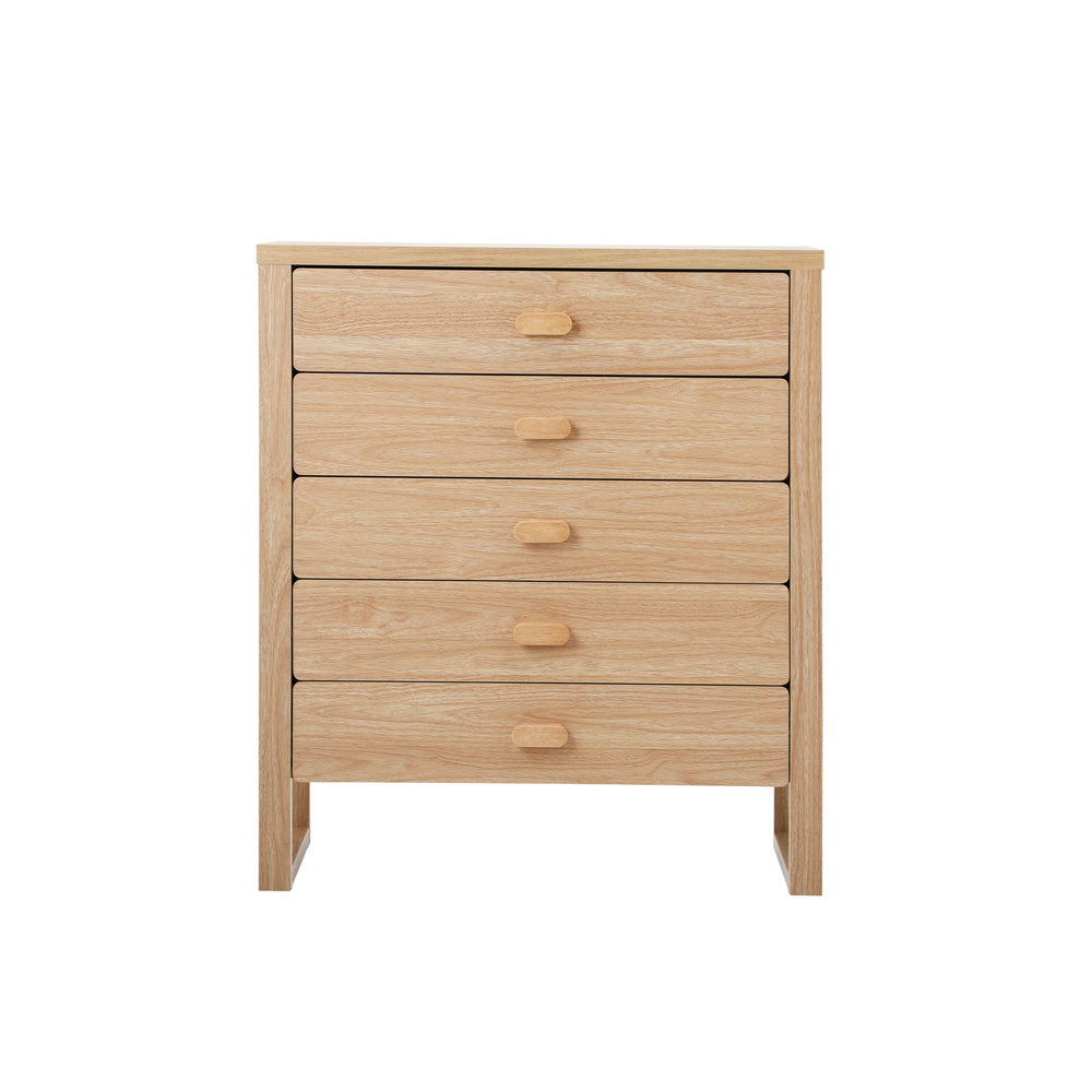 5 Drawer Tallboy Dresser Natural Wood Bedroom | Simpledeals