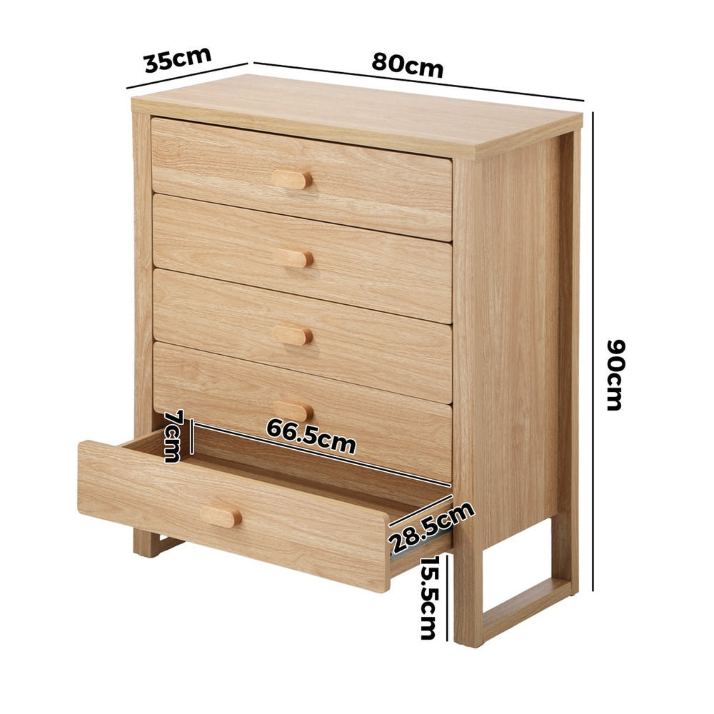 5 Drawer Tallboy Dresser Natural Wood Bedroom | Simpledeals