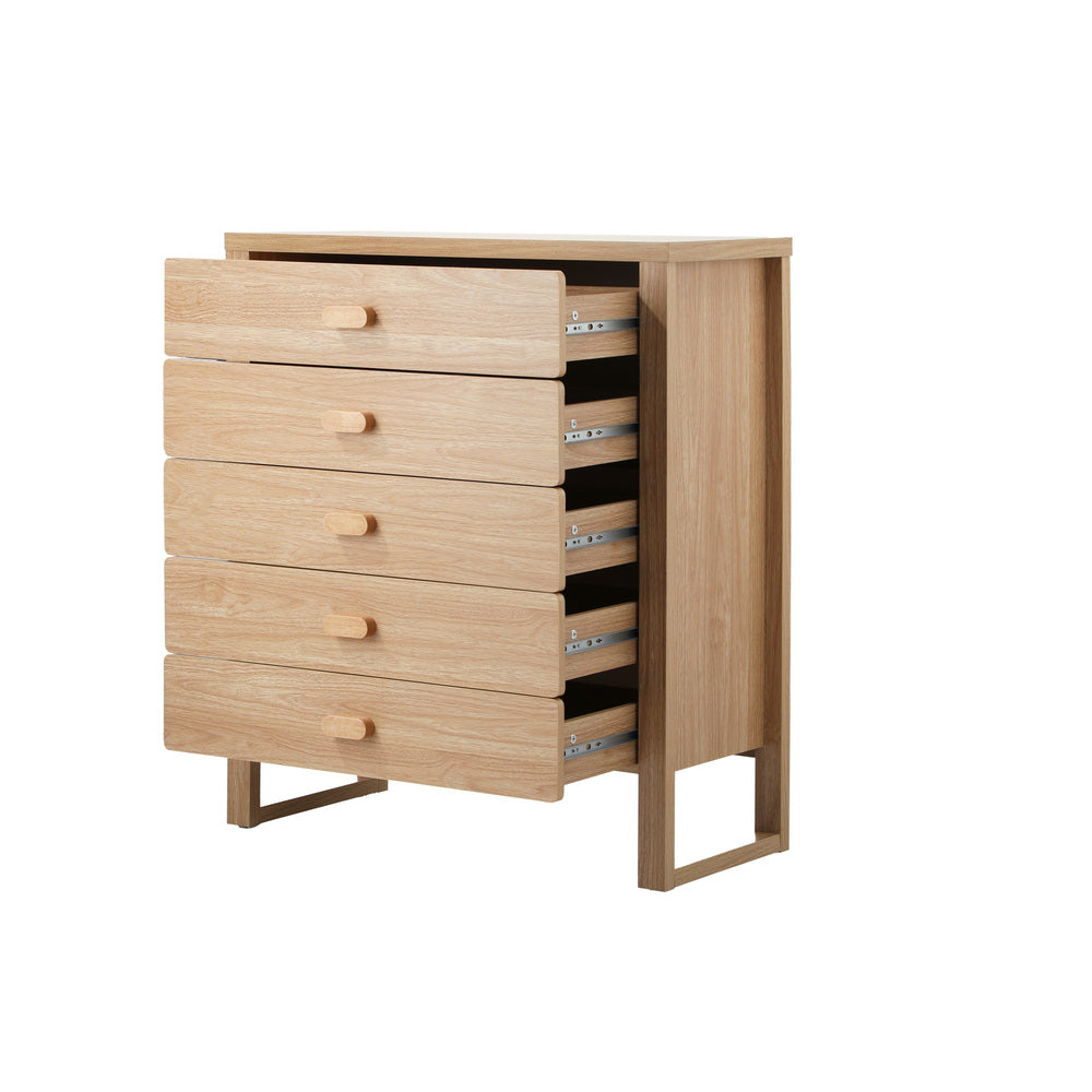 5 Drawer Tallboy Dresser Natural Wood Bedroom | Simpledeals