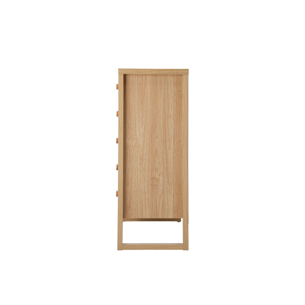 5 Drawer Tallboy Dresser Natural Wood Bedroom | Simpledeals