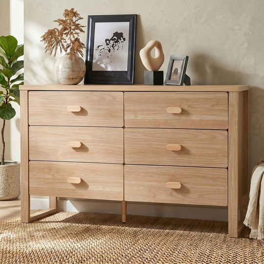 6 Drawer Chest of Drawers Natural Lowboy - Chest of Drawers