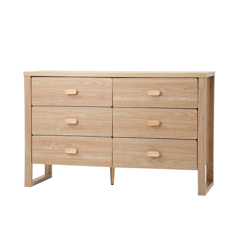 6 Drawer Chest of Drawers Natural Lowboy | Simpledeals