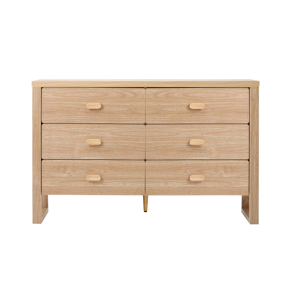 6 Drawer Chest of Drawers Natural Lowboy | Simpledeals
