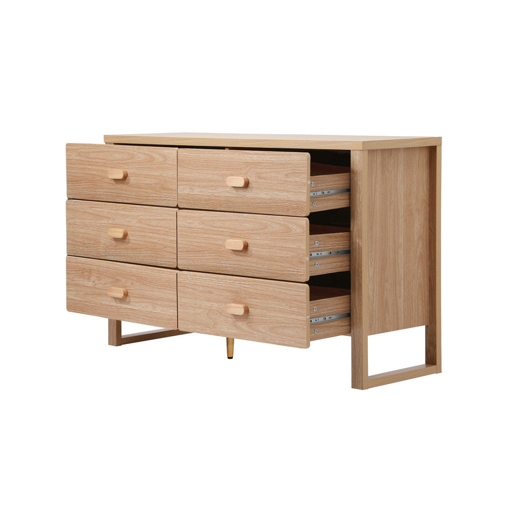 6 Drawer Chest of Drawers Natural Lowboy | Simpledeals