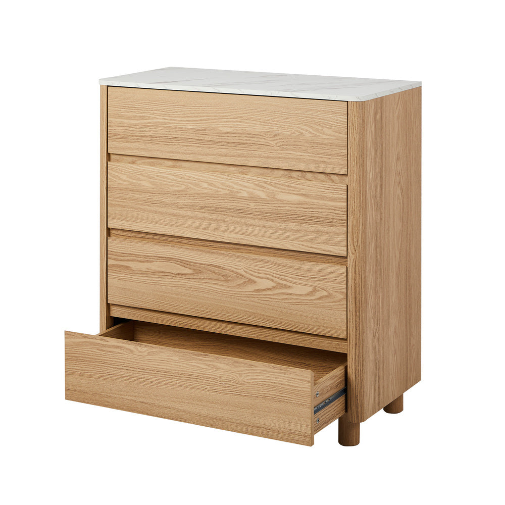 4 Chest of Drawers Dresser  Marble Top Natural