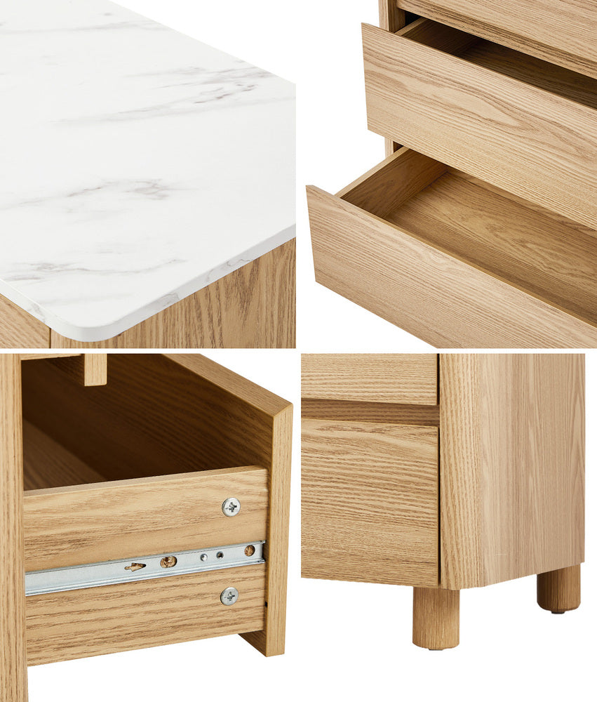 4 Chest of Drawers Dresser  Marble Top Natural