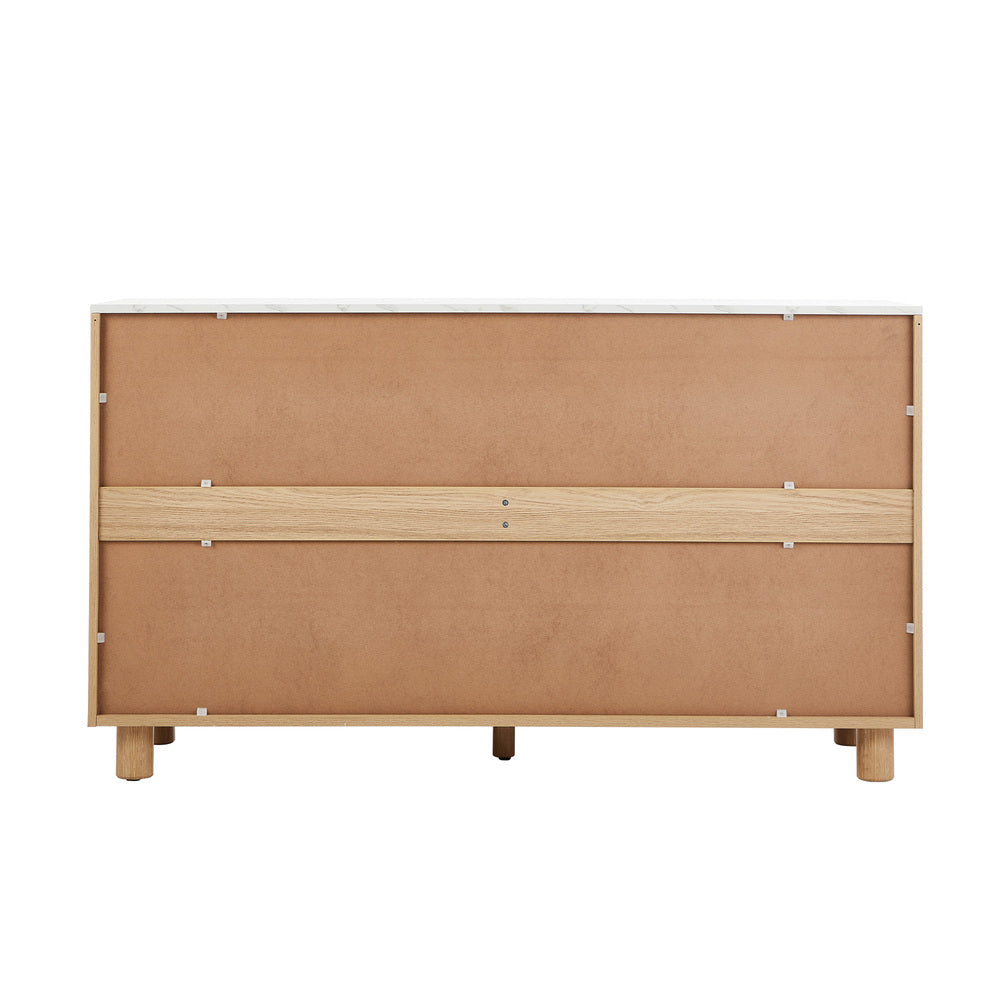 6 Chest of Drawers Dresser  Marble Top Natural