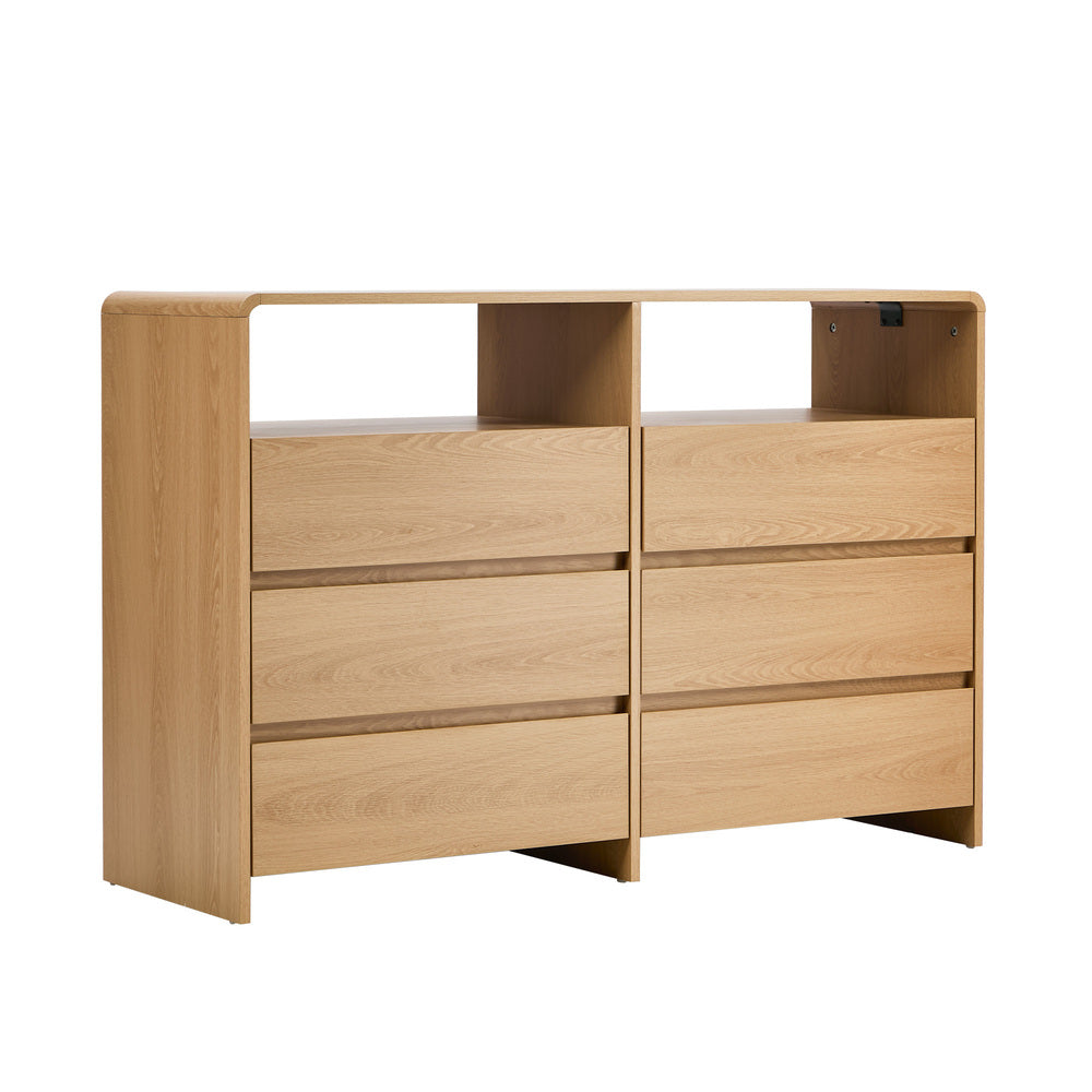 Natural 6 Drawer Chest 120x40x73cm