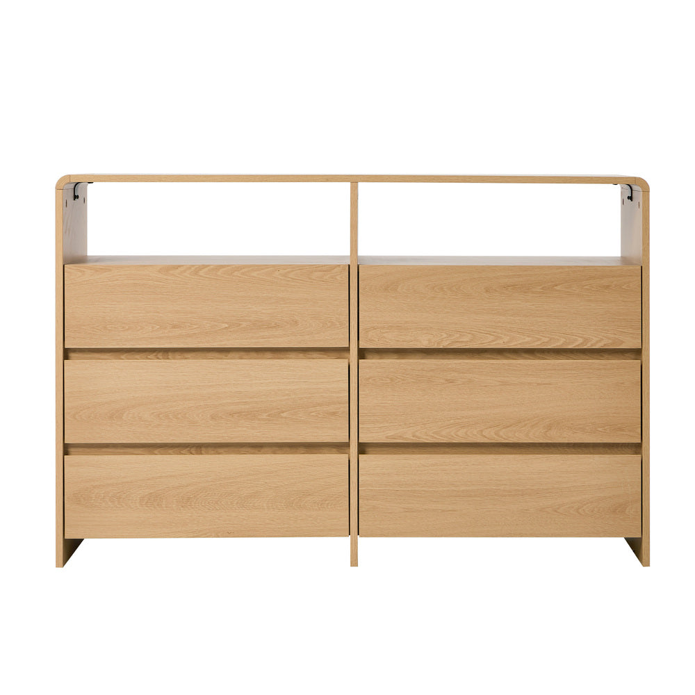 Natural 6 Drawer Chest 120x40x73cm