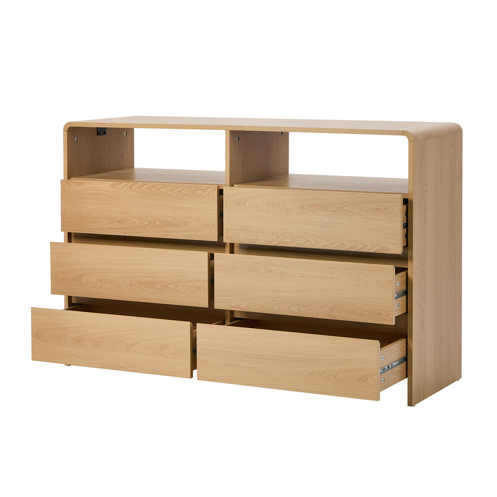 Natural 6 Drawer Chest 120x40x73cm