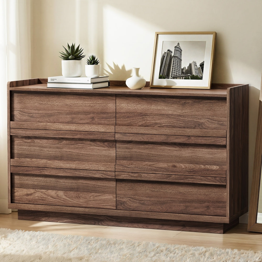 Chest Of Drawers Walnut Lowboy 120x39.5x73cm
