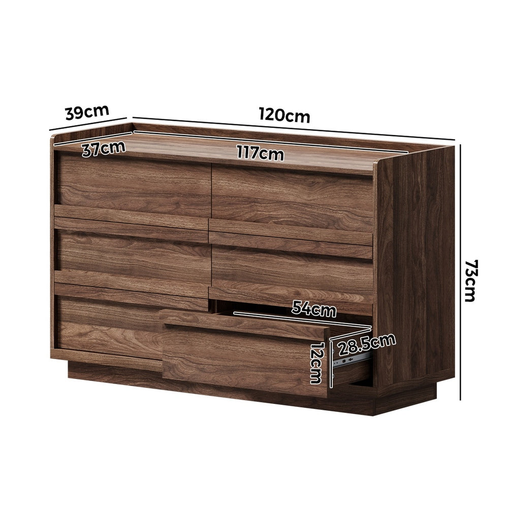 Chest Of Drawers Walnut Lowboy 120x39.5x73cm