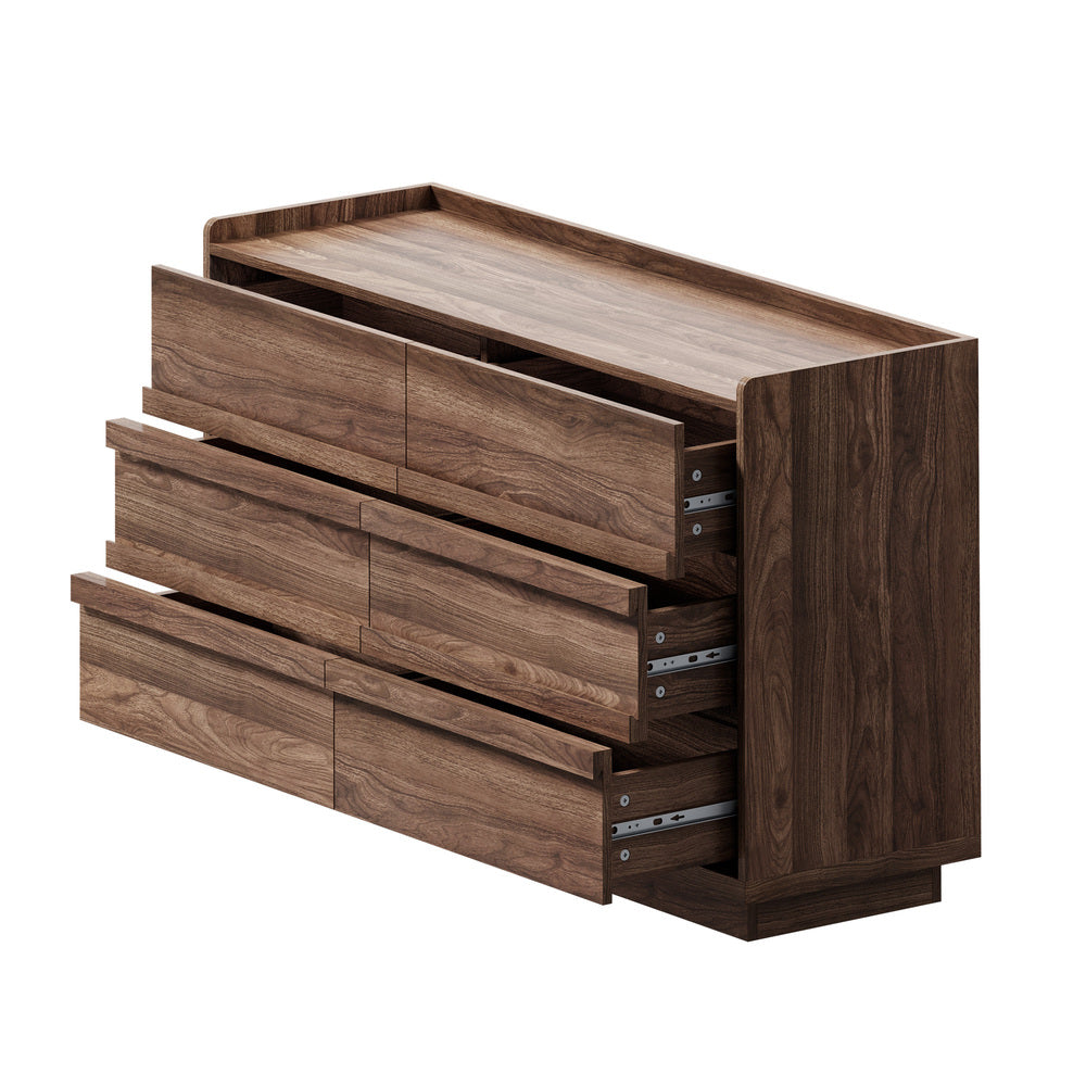 Chest Of Drawers Walnut Lowboy 120x39.5x73cm