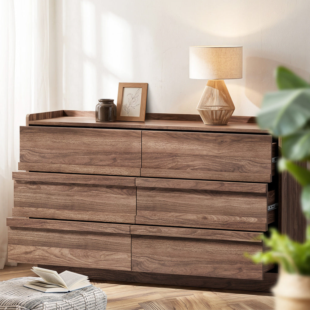 Chest Of Drawers Walnut Lowboy 120x39.5x73cm