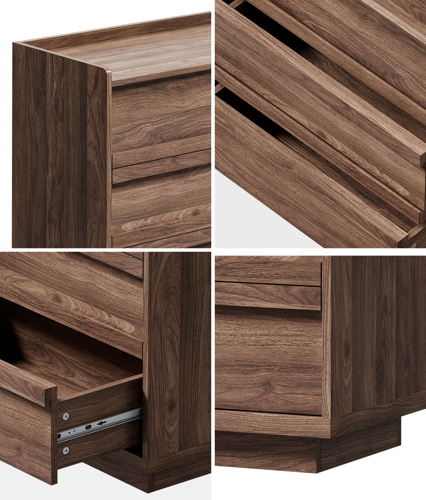 Chest Of Drawers Walnut Lowboy 120x39.5x73cm