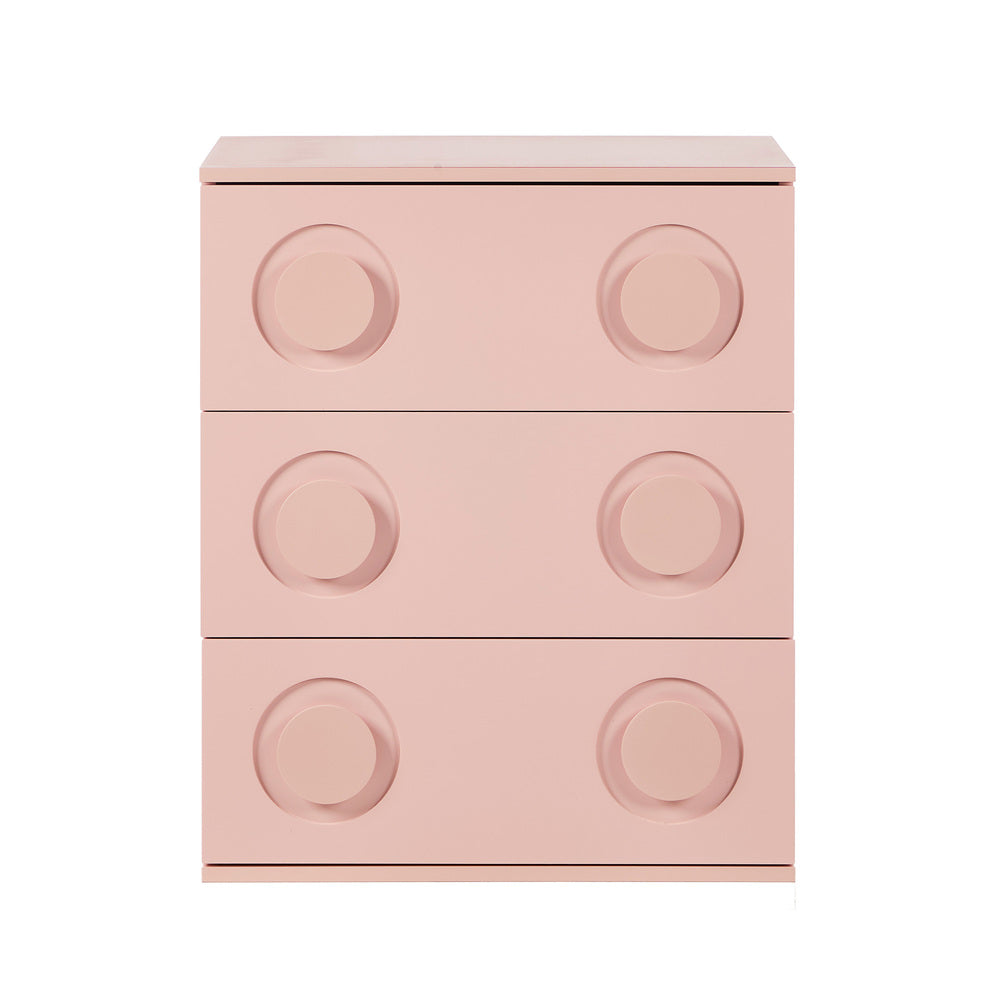 3 Drawer Chest Bedroom Dresser Storage Cabinet Nightstand Pink & White