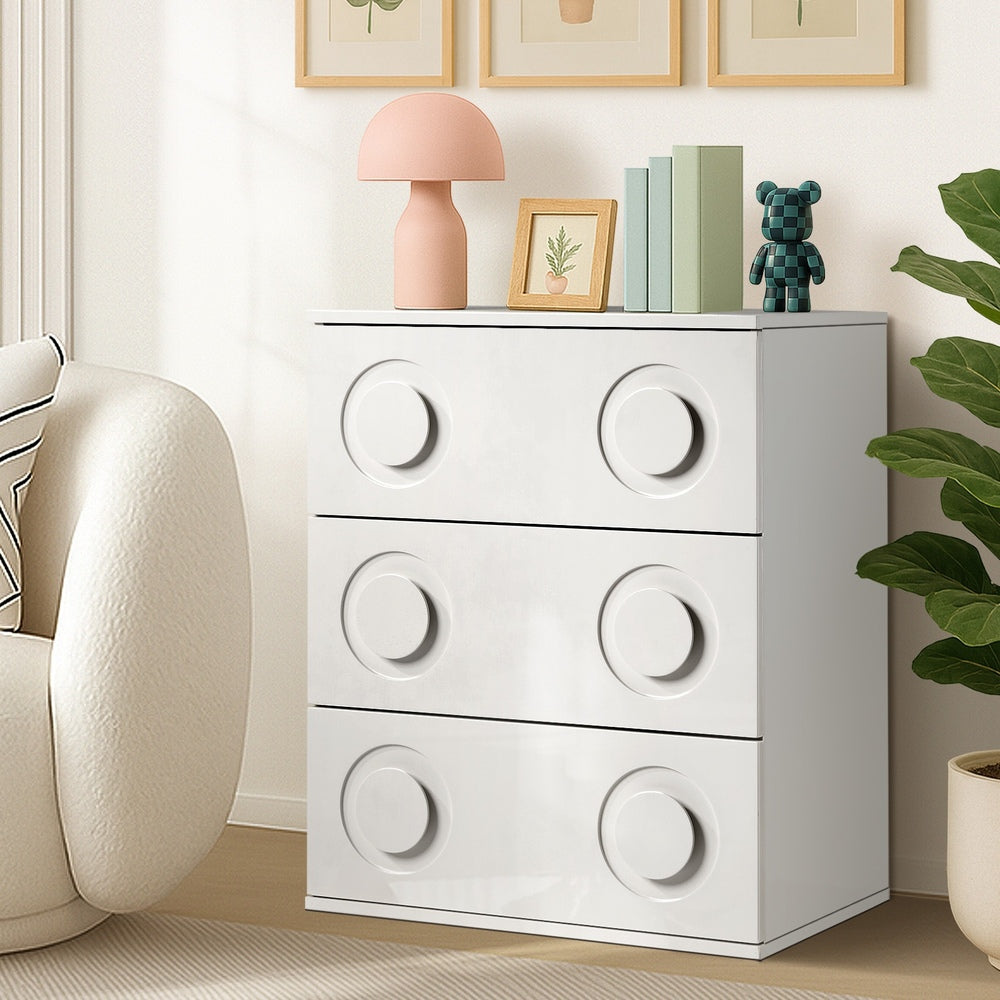 3 Drawer Chest Bedroom Dresser Storage Cabinet Nightstand Pink & White