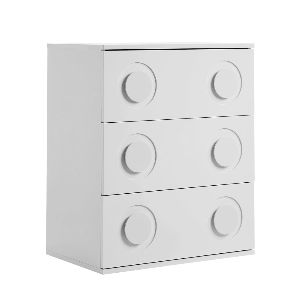 3 Drawer Chest Bedroom Dresser Storage Cabinet Nightstand Pink & White