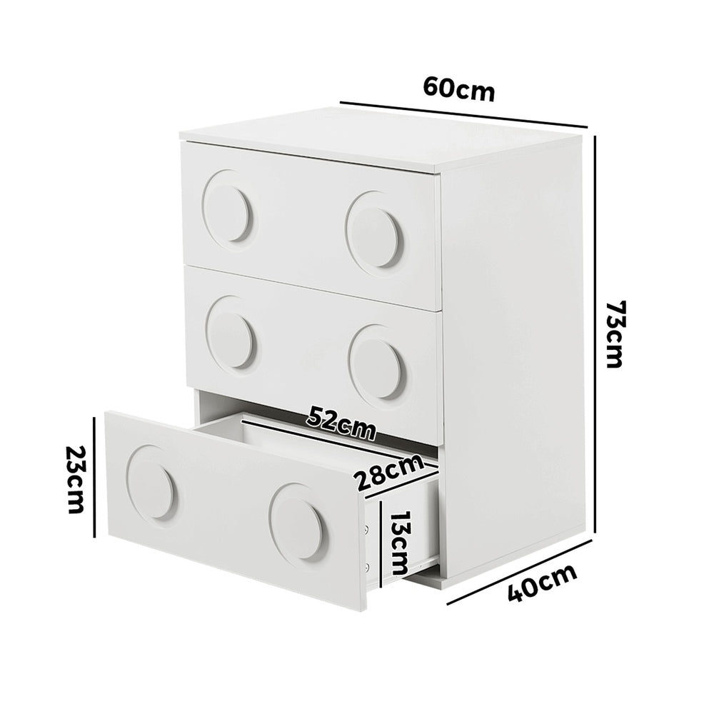 3 Drawer Chest Bedroom Dresser Storage Cabinet Nightstand Pink & White