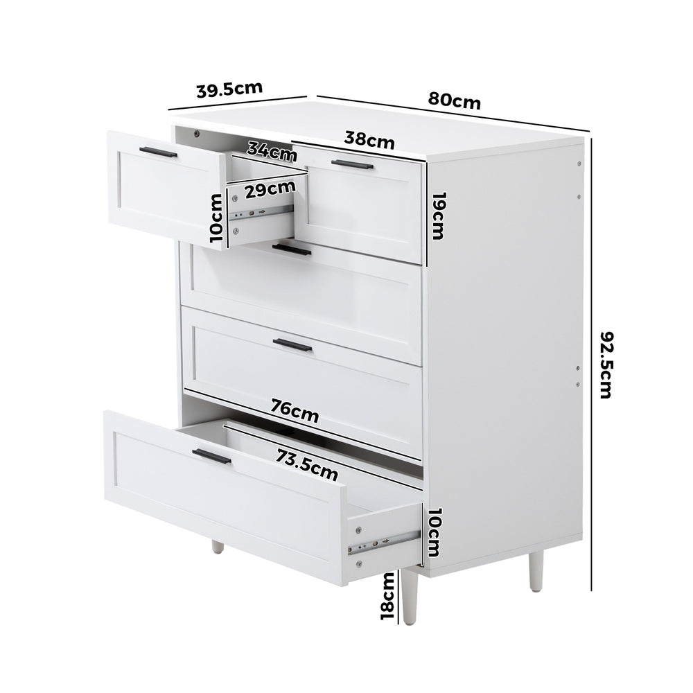 5/6/7 Chest of Drawers Dresser Tallboy Natural/White