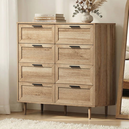8 Drawer Tallboy Dresser Natural Wood | Simpledeals