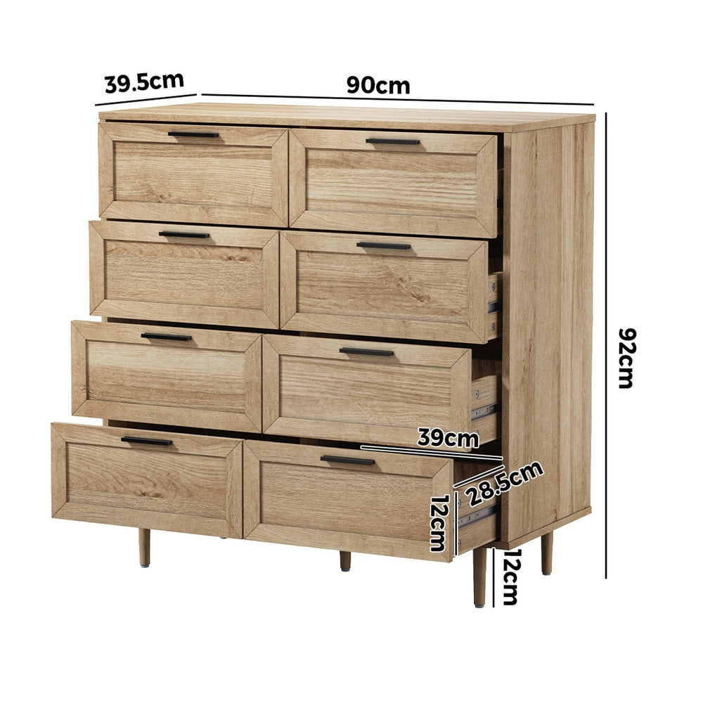 8 Drawer Tallboy Dresser Natural Wood | Simpledeals