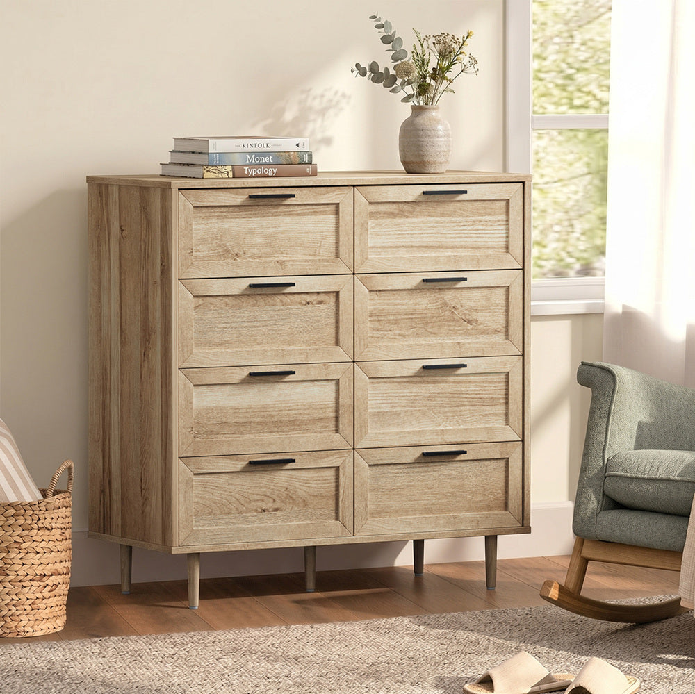 8 Drawer Tallboy Dresser Natural Wood | Simpledeals