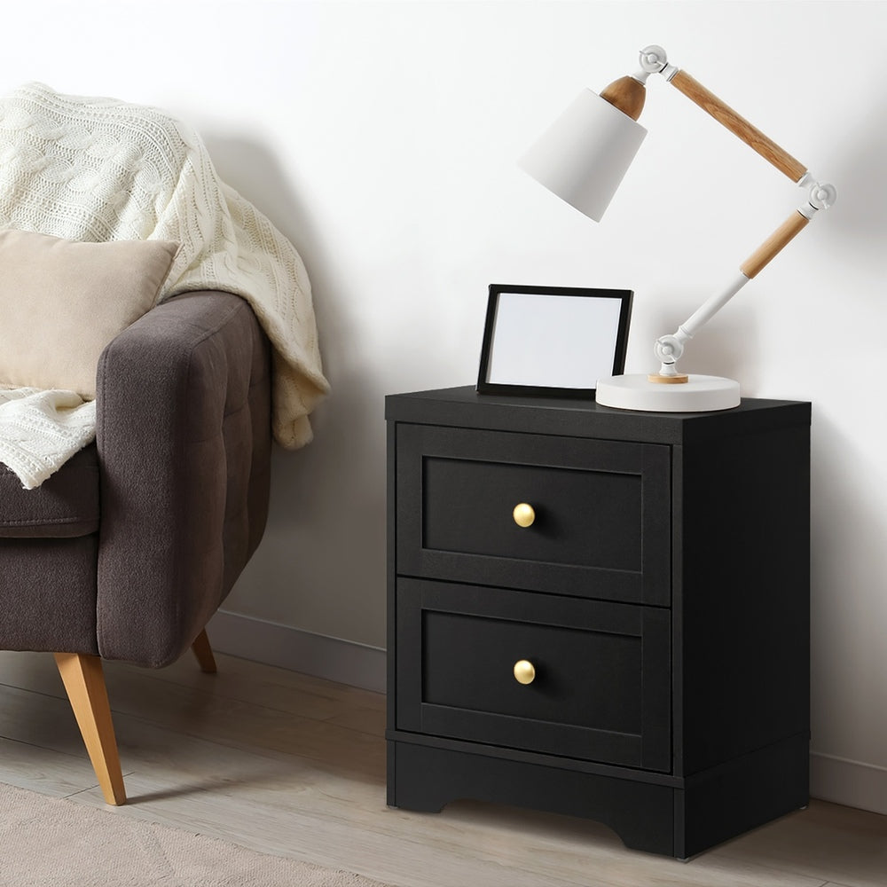 Chest of Drawers and Bedside Table Hamptons Furniture Set Black