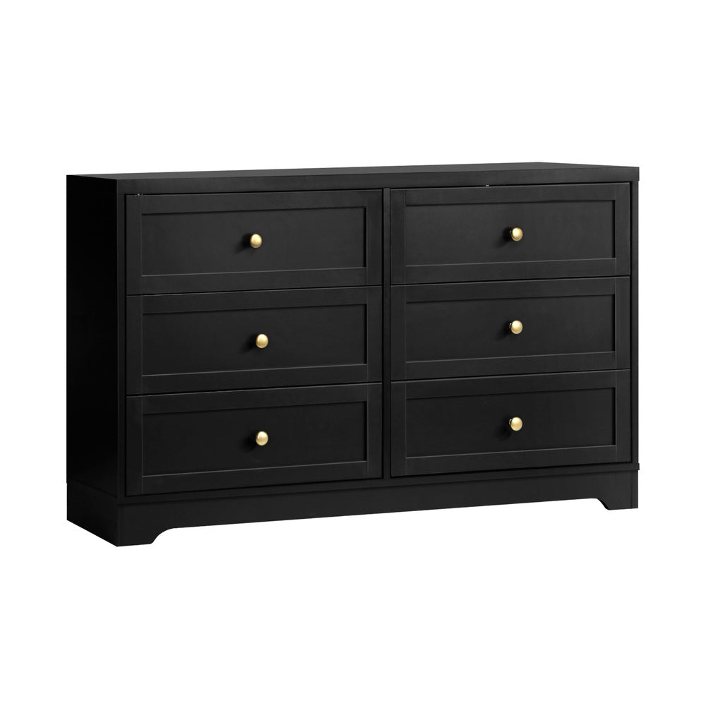 Chest of Drawers and Bedside Table Hamptons Furniture Set Black