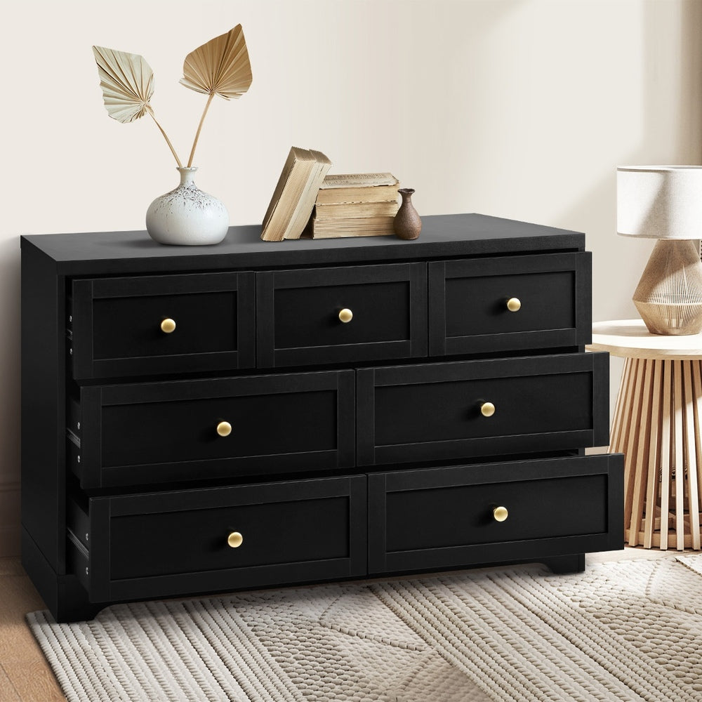 Chest of Drawers and Bedside Table Hamptons Furniture Set Black