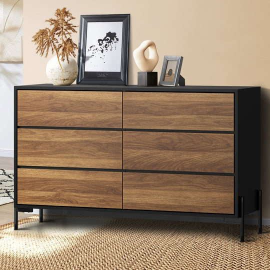 6 Chest of Drawers Cabinet Dresser Table Lowboy Walnut