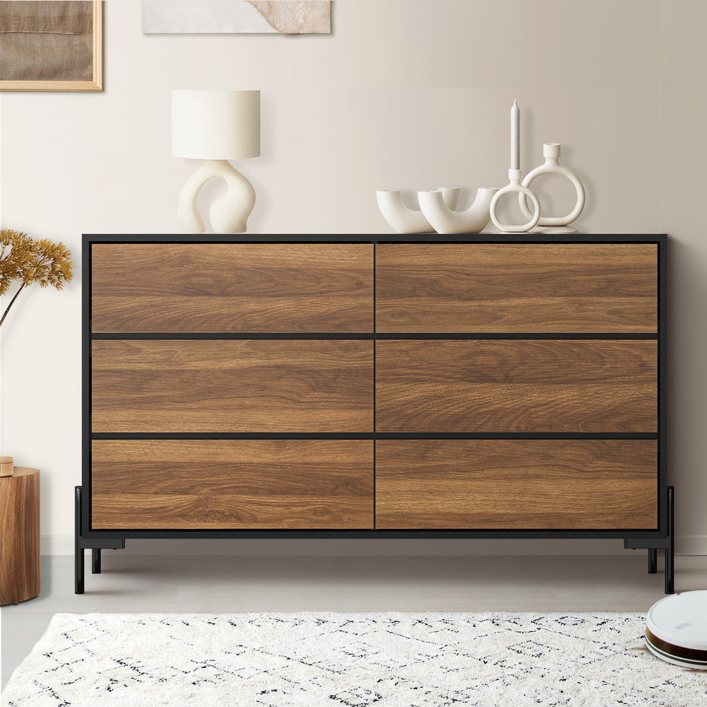 6 Chest of Drawers Cabinet Dresser Table Lowboy Walnut