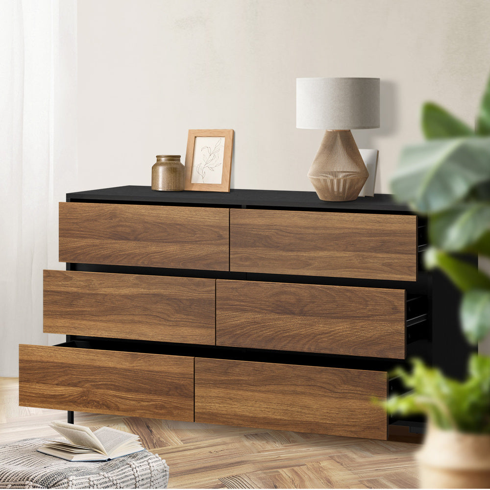 6 Chest of Drawers Cabinet Dresser Table Lowboy Walnut