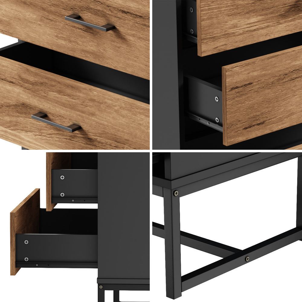 4 Chest of Drawers Tallboy Metal Black