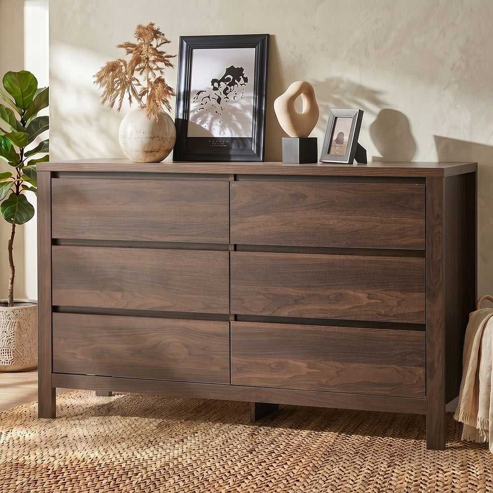 Chest Of Drawers Walnut Handle-Free 120x39x75cm