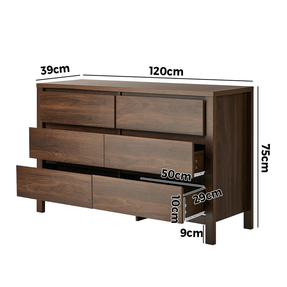 Chest Of Drawers Walnut Handle-Free 120x39x75cm