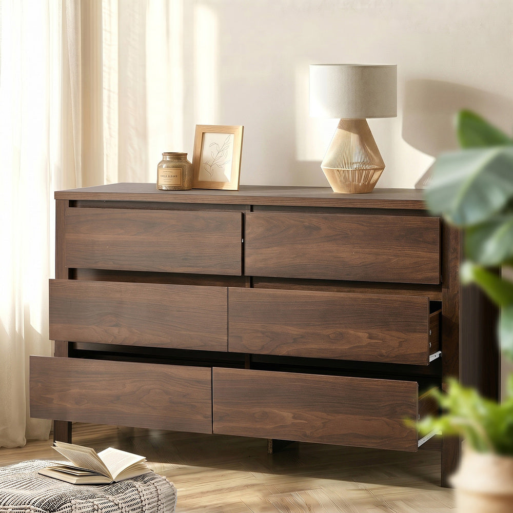 Chest Of Drawers Walnut Handle-Free 120x39x75cm