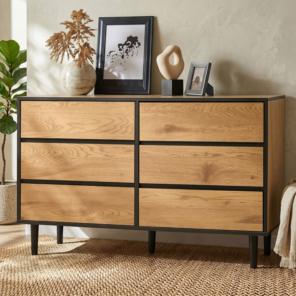 6 Chest of Drawers Lowboy Storage Natural