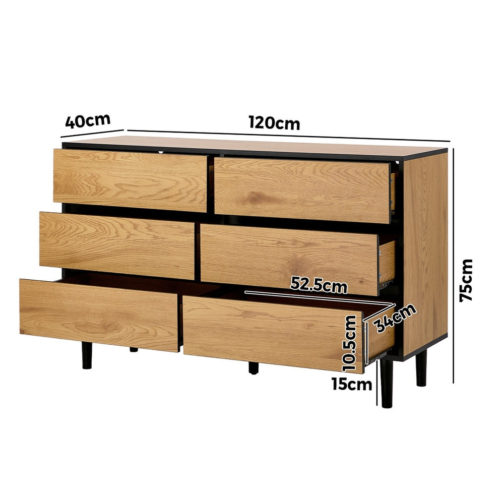 6 Chest of Drawers Lowboy Storage Natural