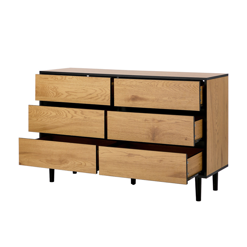 6 Chest of Drawers Lowboy Storage Natural