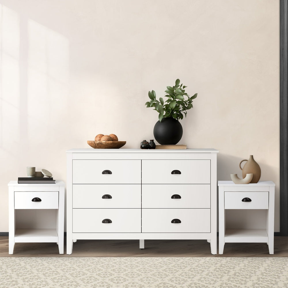 4/6 Chest of Drawers and Bedside Table Vintage Bedroom Set