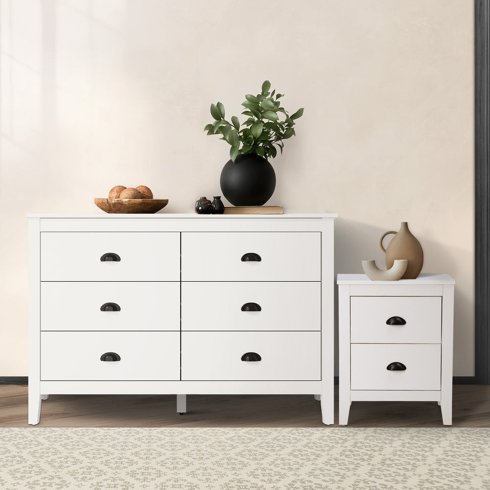 4/6 Chest of Drawers and Bedside Table Vintage Bedroom Set