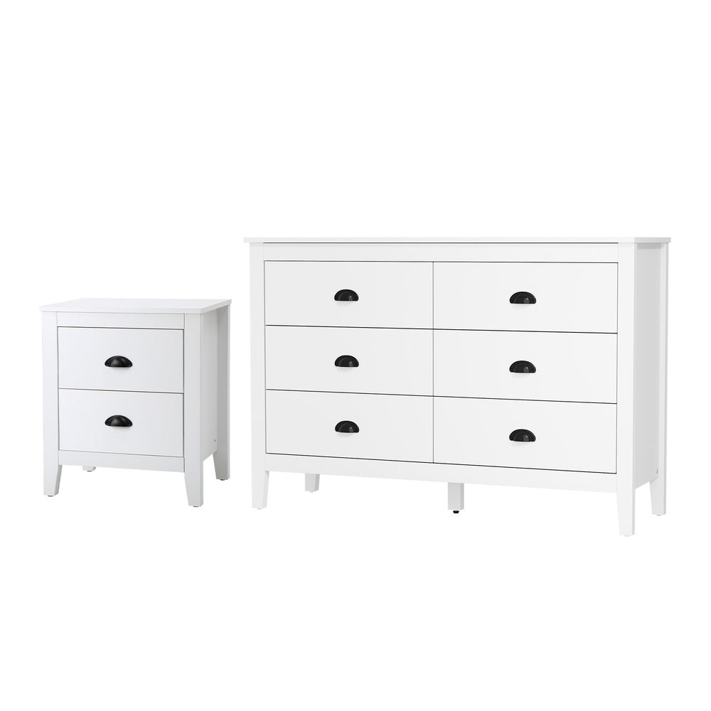 4/6 Chest of Drawers and Bedside Table Vintage Bedroom Set